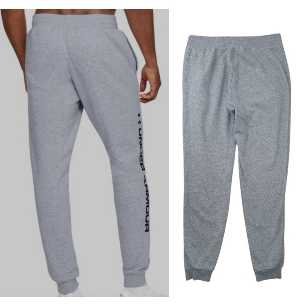 Under Armour Mens Rival Fleece Wordmark Logo Jogger Gray Size Large - Picture 9 of 10